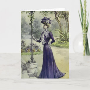 Tarjeta Festiva Dama victoriana-Vintage Vestido francés de moda-vi