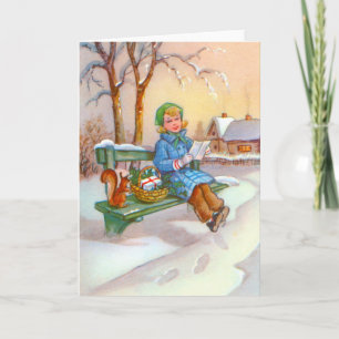 Tarjeta Festiva Dama y ardilla