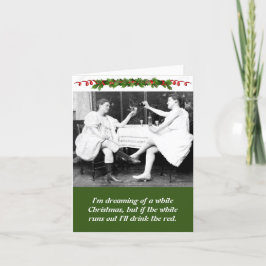 Tarjeta Festiva Damas divertidas beben Navidades de vino