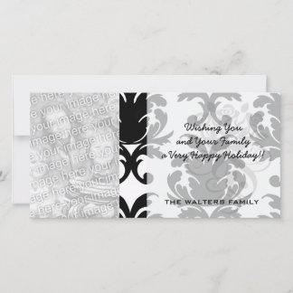 Tarjeta Festiva damasco blanco y negro elegante