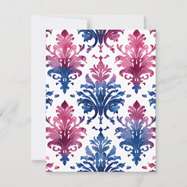 Tarjeta Festiva Damasco de color de agua (Anverso)