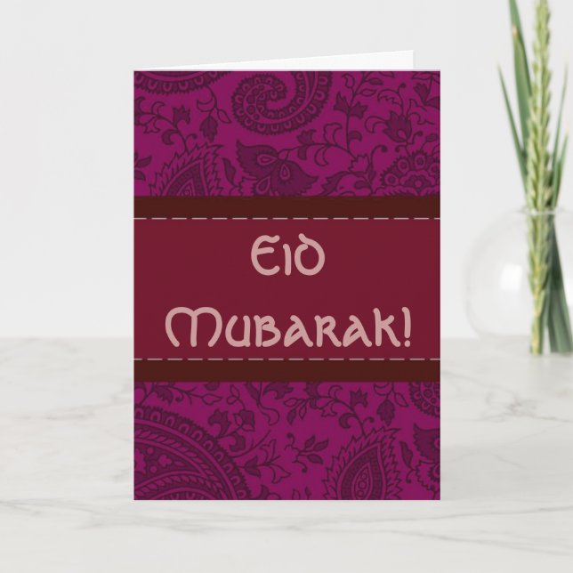 Tarjeta Festiva Damasco indio magenta Eid Mubarak (Anverso)