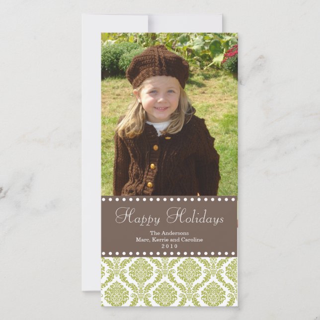 Tarjeta Festiva Damask Christmas Photo Card (Anverso)