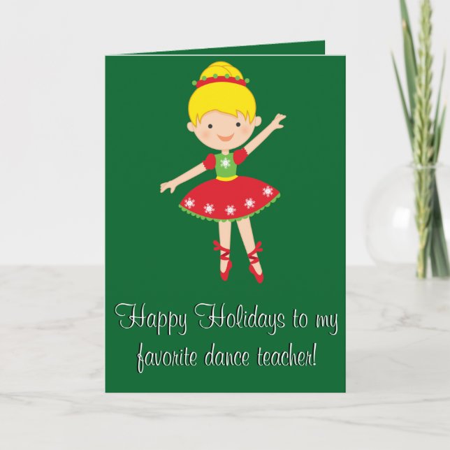 Tarjeta Festiva Dance Teacher Happy Holidays Card (Anverso)