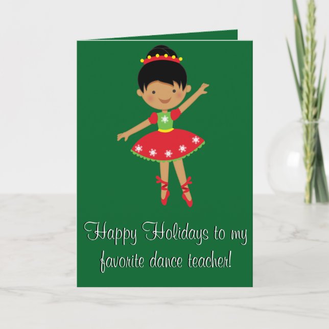 Tarjeta Festiva Dance Teacher Happy Holidays Card (Anverso)