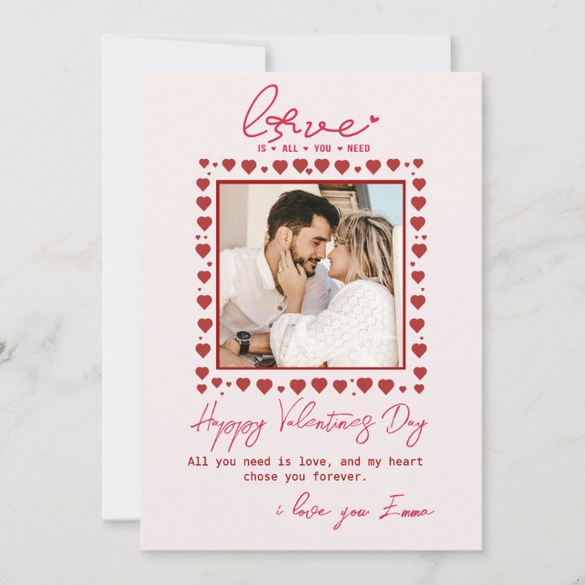 Tarjeta Festiva Dandelion  All You Need Is Love Valentines Day  (Anverso)