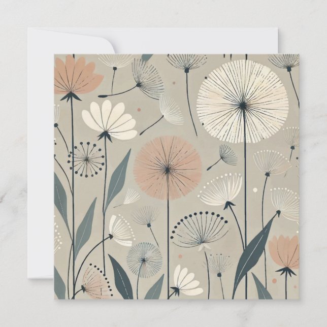 Tarjeta Festiva Dandelion Dandies Print Design (Anverso)