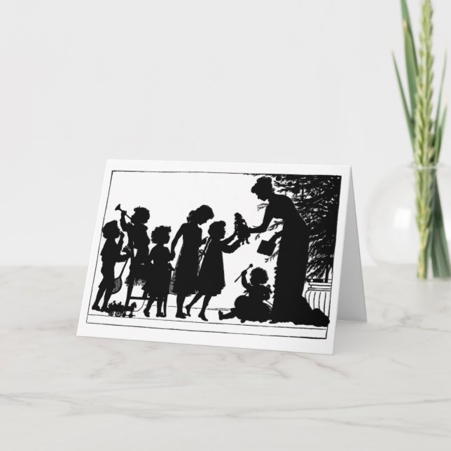 Tarjeta Festiva Dando regalos a los Navidades (Anverso)