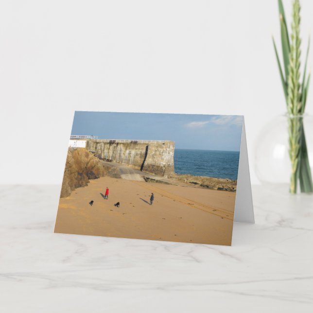 Tarjeta Festiva Dando un paseo a los perros (Anverso)