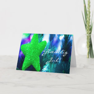 Tarjeta Festiva Danish Glæjug Jul, Godt Nytår Green Star III