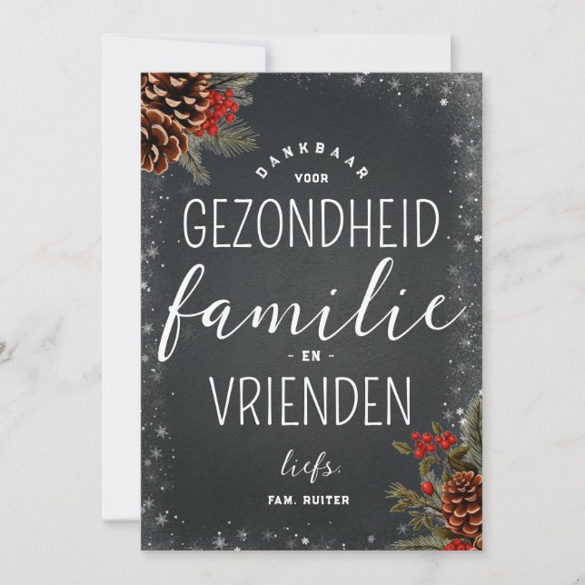 Tarjeta Festiva Dankbaar Gezondheid Familie Vrienden Kerstmis (Anverso)