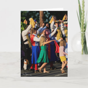 Tarjeta Festiva Danza del estorbo y de Harthill Morris de tres