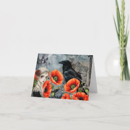 Tarjeta Festiva Dark Gótico Chica Art Collage Blank Note Card