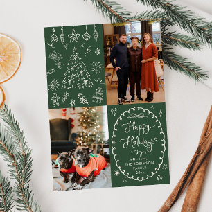 Tarjeta Festiva Dark Green Hand Drake Happy Holidays 2 Photo