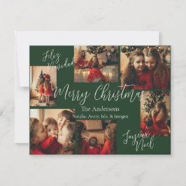 Tarjeta Festiva Dark Green Multi Language Holiday Card