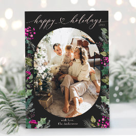 Tarjeta Festiva Dark Moody Elegant Happy Holidays Card