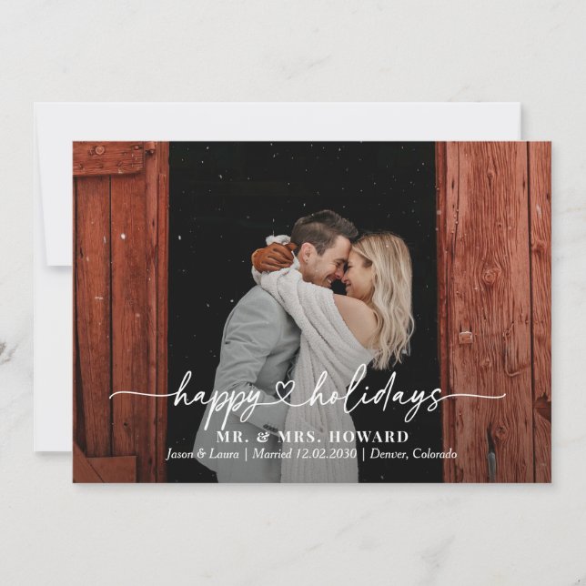 Tarjeta Festiva Darling Heart Happy Holidays Photo Card (Anverso)