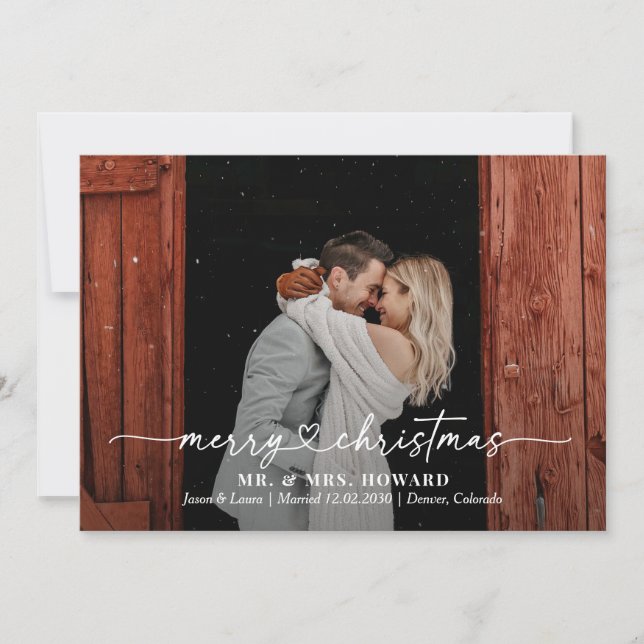 Tarjeta Festiva Darling Heart Merry Christmas Photo Card (Anverso)