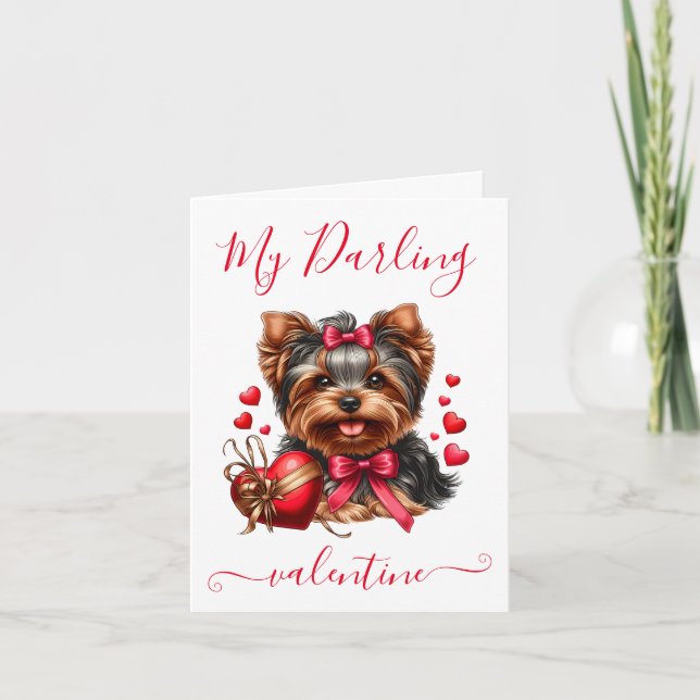 Tarjeta Festiva Darling Yorkie Valentine (Anverso)