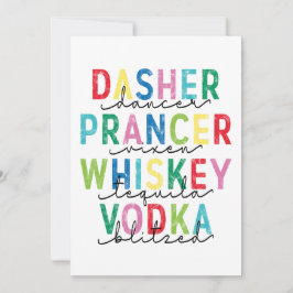 Tarjeta Festiva Dasher Dancer Prancer... Vodka Blitzed