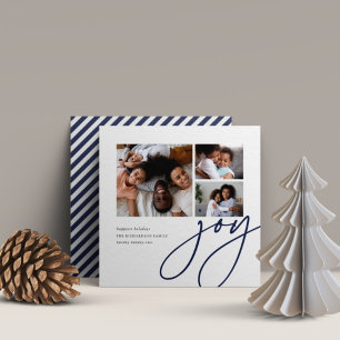 Tarjeta Festiva Dashing Script   3 Photo Collage Holiday Card