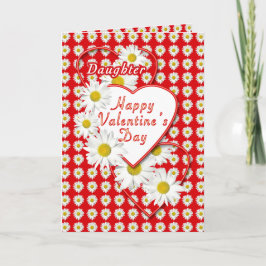 Tarjeta Festiva Daughter Daisies and Hearts Valentine Card