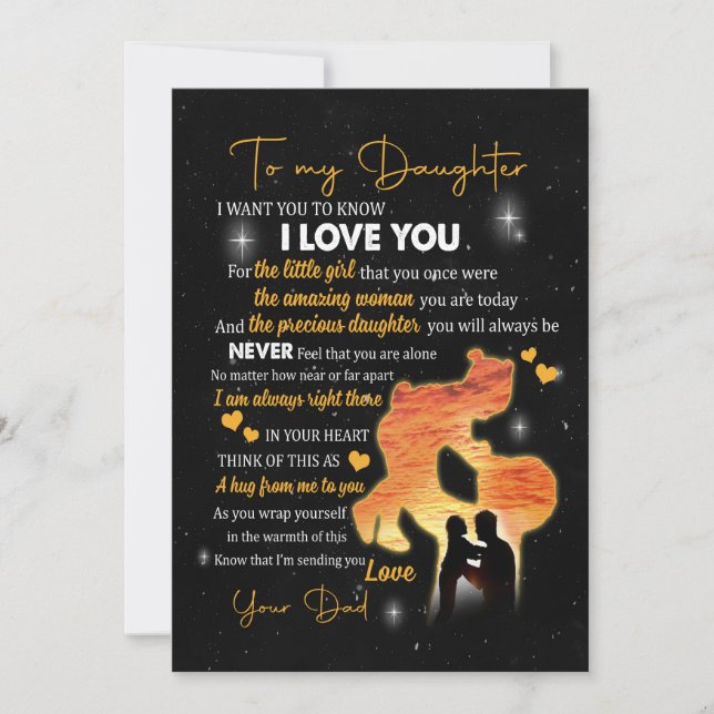 Tarjeta Festiva Daughter Gift |Carta A Mi Hija Amor De Papá (Anverso)