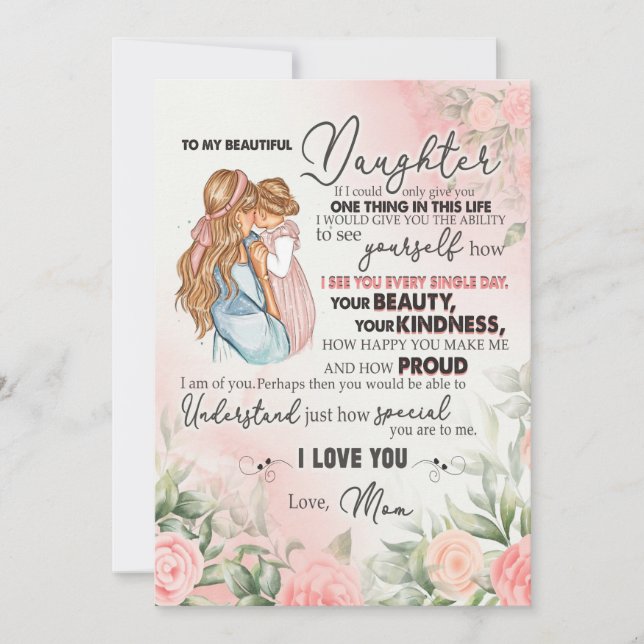 Tarjeta Festiva Daughter Gift | Carta A Mi Hija De Mamá (Anverso)