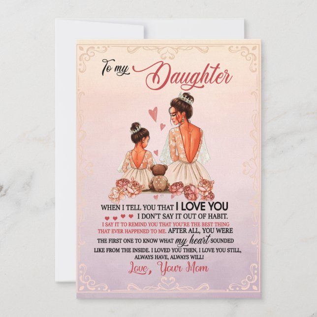 Tarjeta Festiva Daughter Gift | Carta A Mi Hija De Mamá (Anverso)