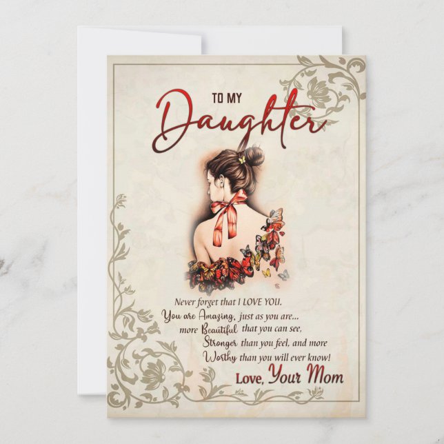 Tarjeta Festiva Daughter Gift | Carta A Mi Hija De Mamá (Anverso)