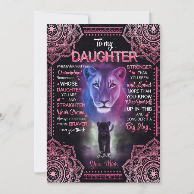 Tarjeta Festiva Daughter Gift | Carta A Mi Hija De Mamá (Anverso)