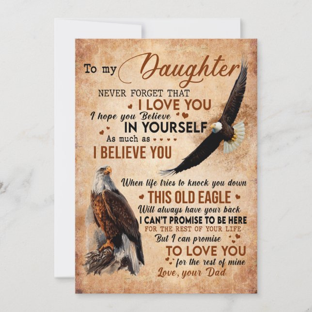 Tarjeta Festiva Daughter Gift | Carta A Mi Hija De Papá (Anverso)