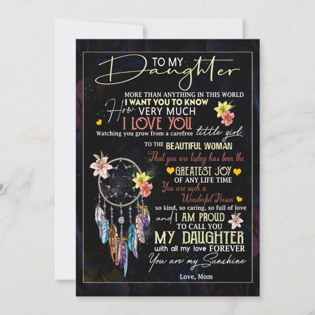Tarjeta Festiva Daughter Lovers | A Mi Hija La Mamá De Amor (Anverso)