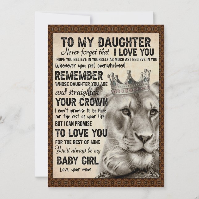 Tarjeta Festiva Daughter Lovers | A Mi Hija La Mamá De Amor (Anverso)