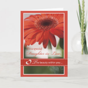 Tarjeta Festiva Daughter Red Gerber Daisy Valentine