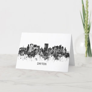Tarjeta Festiva Dayton Ohio Skyline BW