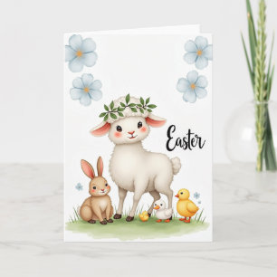Tarjeta festiva de amigos de cordero de primavera