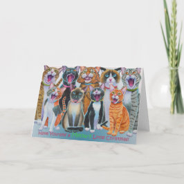Tarjeta Festiva De Caroling de los gatos mensaje del interior