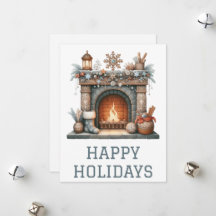 Tarjeta festiva de chimenea para las fiestas