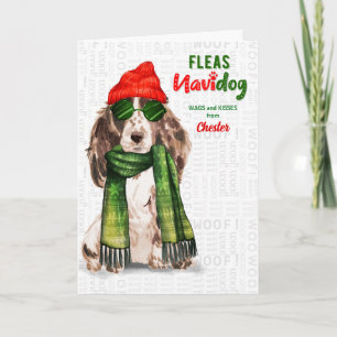 Tarjeta Festiva de Dog Cocker Spaniel Funny Fleas Navidog