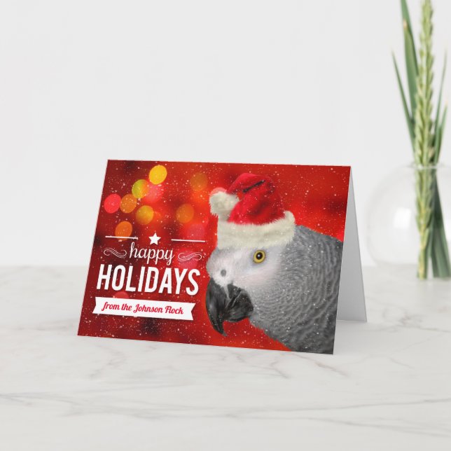 Tarjeta Festiva de Flock Navidades African Gray Parrot (Anverso)