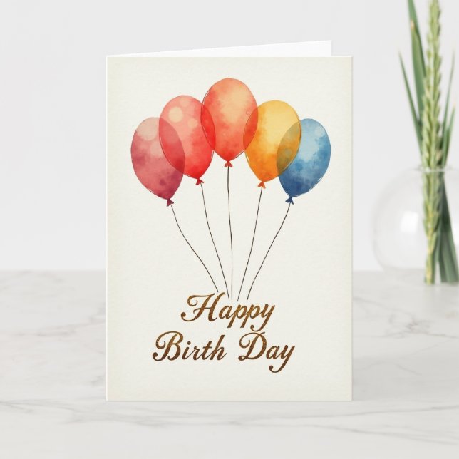 Tarjeta festiva de globos flotantes (Anverso)