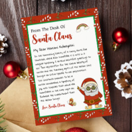 Tarjeta Festiva De la mesa de Navidades de Santa Claus Carta