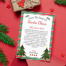 Tarjeta Festiva De la mesa de Santa Claus | Carta de Navidades