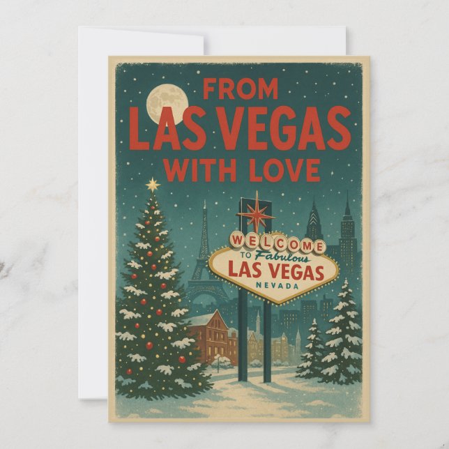 Tarjeta Festiva De Las Vegas con Navidades de amor (Anverso)