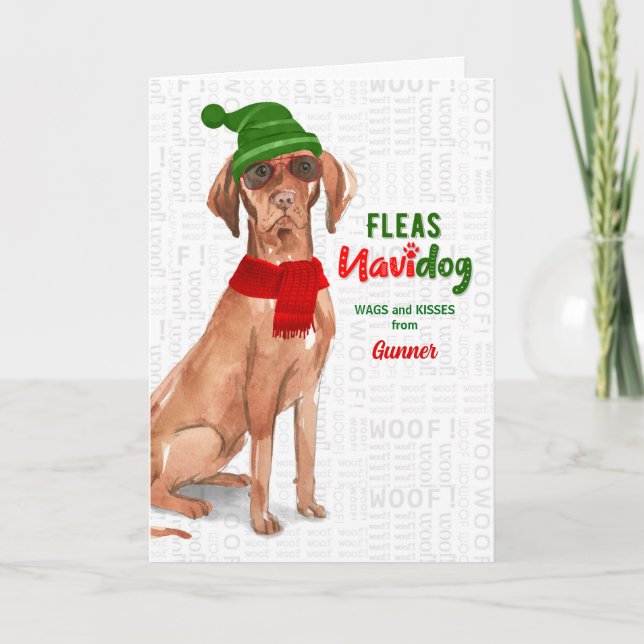 Tarjeta Festiva de los graciosos Navidades húngaros de Vizsla (Anverso)
