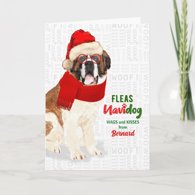 Tarjeta Festiva de los Navidades de Dog Cute Saint Bernard (Anverso)