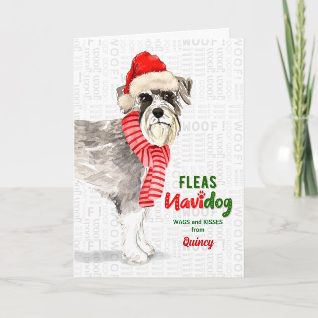 Tarjeta Festiva de los Navidades de Dog Cute Schnauzer (Anverso)
