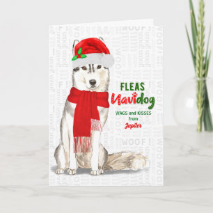 Tarjeta Festiva de los Navidades de Dog Cute Siberian Husky