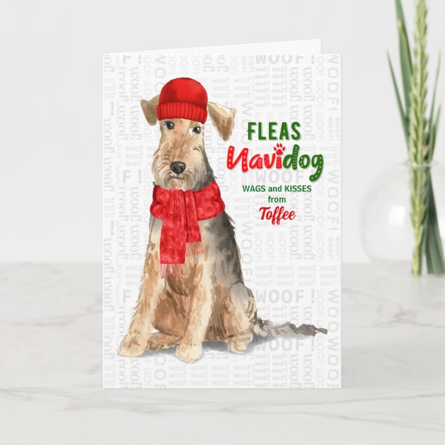 Tarjeta Festiva de los Navidades de Dog Cute Welsh Terrier (Anverso)